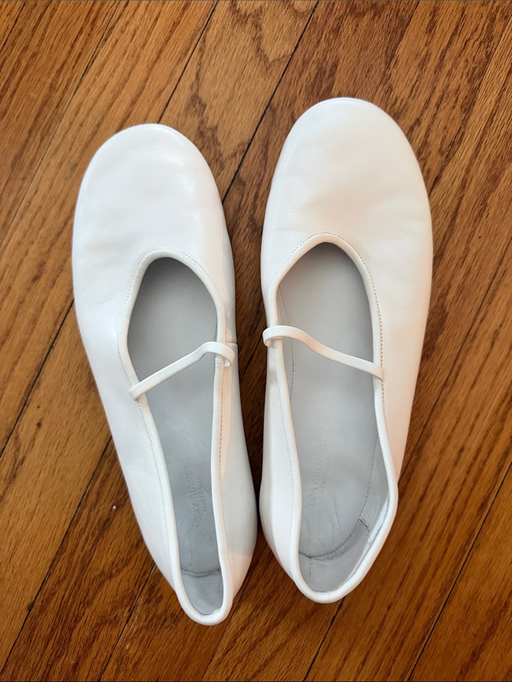White Leather Mary Jane Ballet Flats